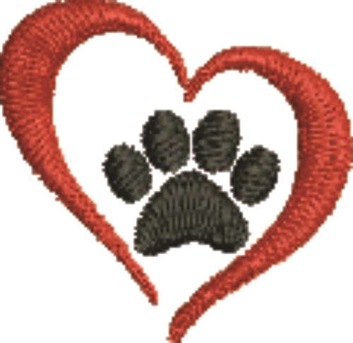 Paw Heart Machine Embroidery Design