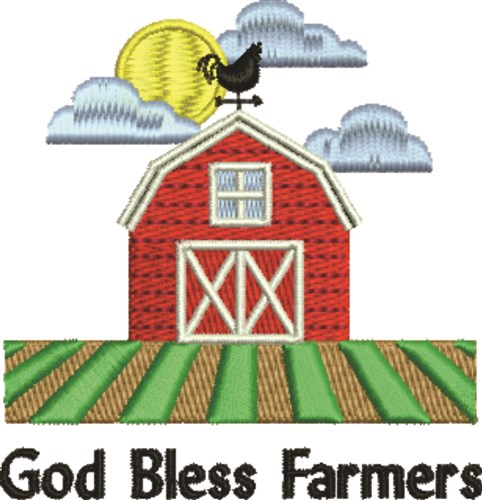God Bless Farmers Machine Embroidery Design