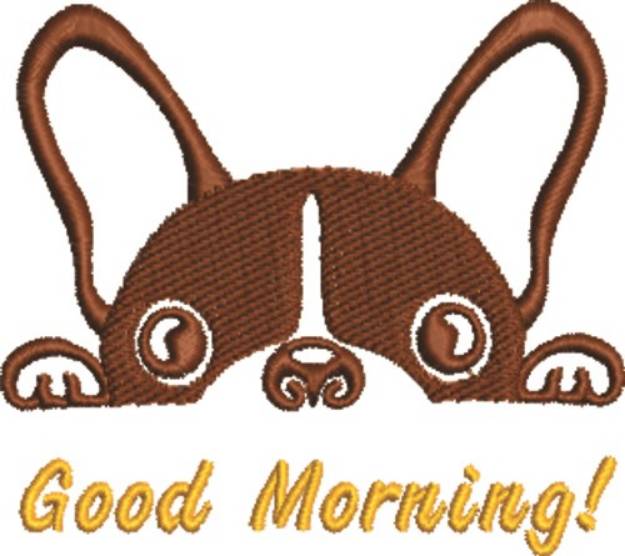 Picture of French Bulldog Good Morning Machine Embroidery Design