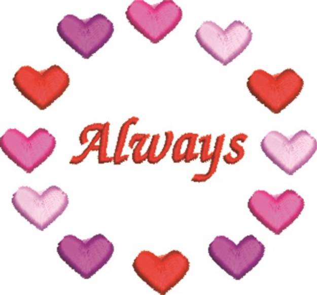 Picture of Heart Border Always Machine Embroidery Design