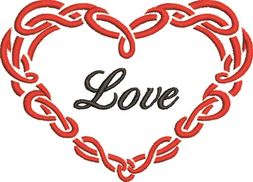 Decorative Love Heart Machine Embroidery Design