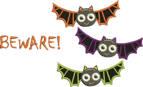 Bats Beware Machine Embroidery Design