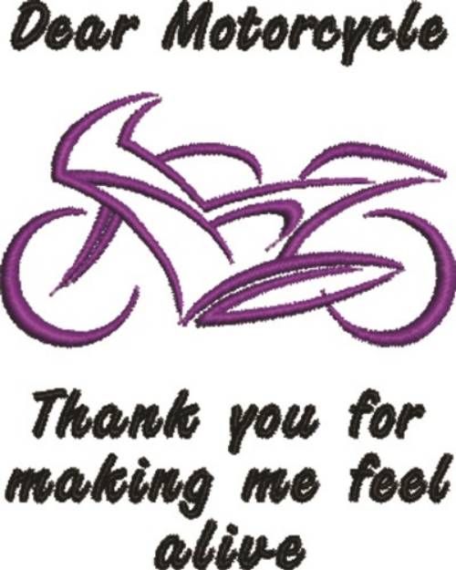 Picture of Dear Motorcycle Machine Embroidery Design