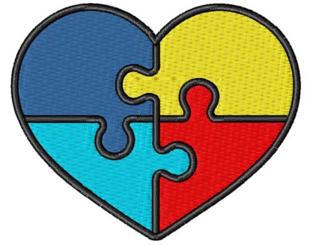Picture of Autism Puzzle Heart Machine Embroidery Design