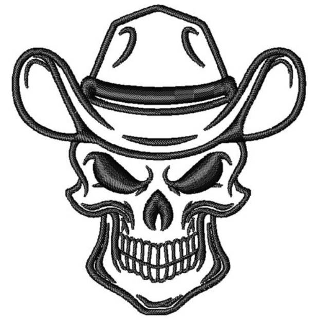 Picture of Cowboy Skull Outline Machine Embroidery Design
