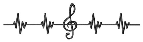 Musical Heartbeat Machine Embroidery Design