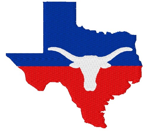 Texas Flag & Longhorn Machine Embroidery Design