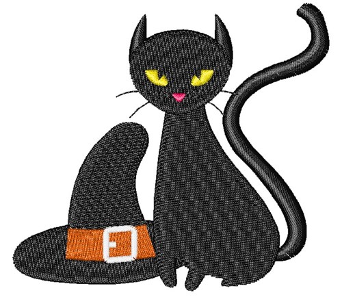 Halloween Black Cat Machine Embroidery Design