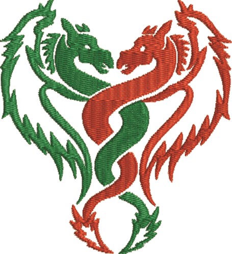 Twin Dragons Machine Embroidery Design