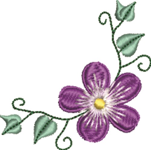Corner Flower Machine Embroidery Design