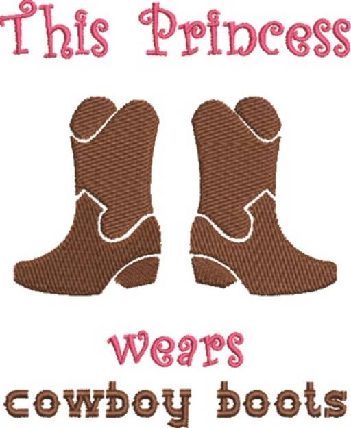 Picture of Princess Cowboy Boots Machine Embroidery Design