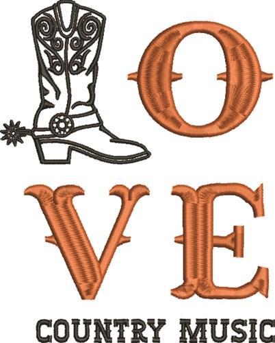 Love Country Music Machine Embroidery Design