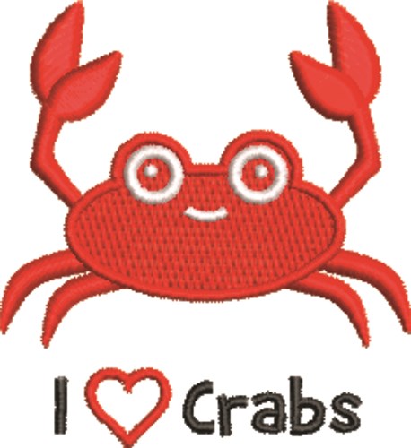 I Love Crabs Machine Embroidery Design