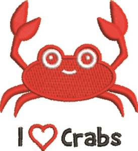 Picture of I Love Crabs Machine Embroidery Design