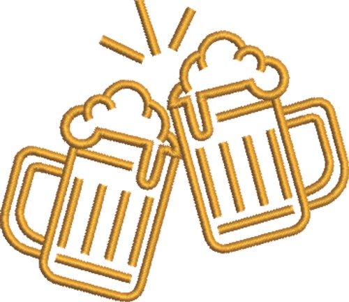 Beer Mugs Outline Machine Embroidery Design
