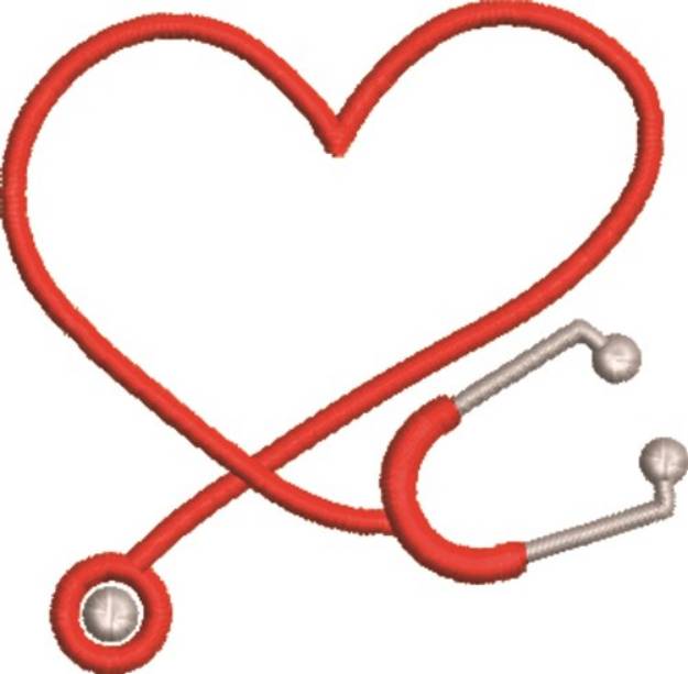 Picture of Heart & Stethoscope Machine Embroidery Design