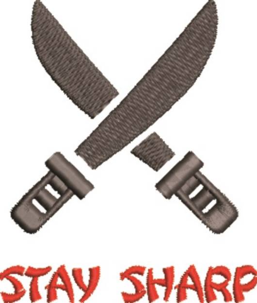 Picture of Crossed Swords Stay Sharp Machine Embroidery Design