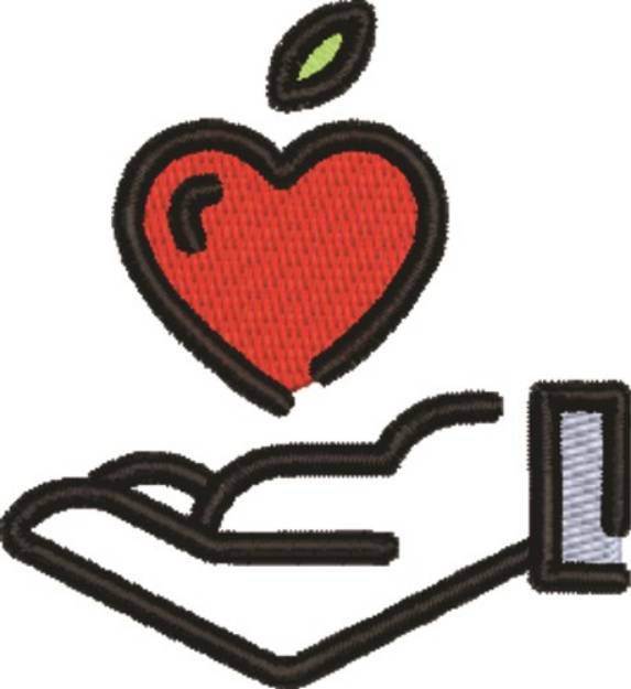 Picture of Apple In Hand Machine Embroidery Design