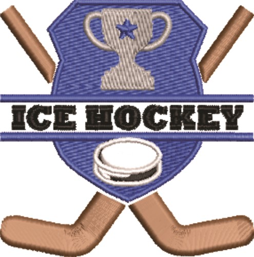 Ice Hockey Crest Machine Embroidery Design