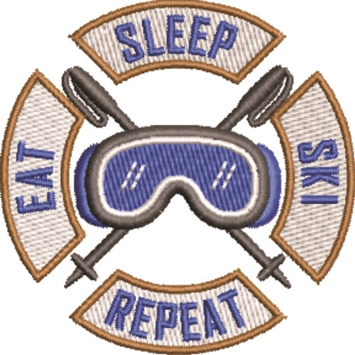 Sleep Eat Ski Machine Embroidery Design