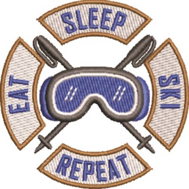 Picture of Sleep Eat Ski Machine Embroidery Design