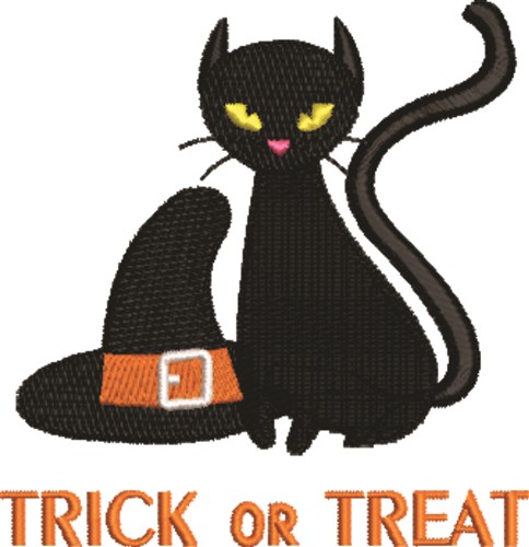 Trick Or Treat Cat Machine Embroidery Design