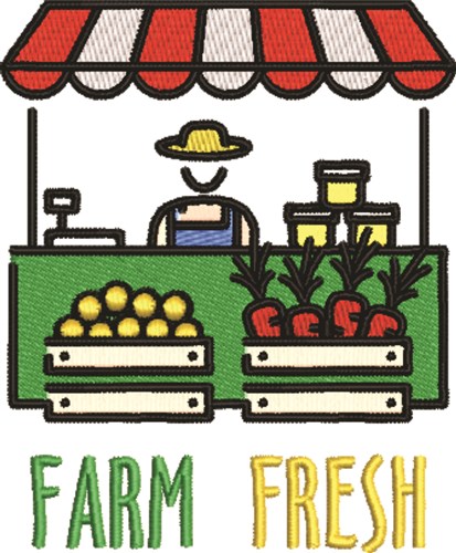 Farm Fresh Farmers Market Machine Embroidery Design