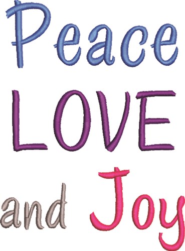 Peace Love and Joy Machine Embroidery Design
