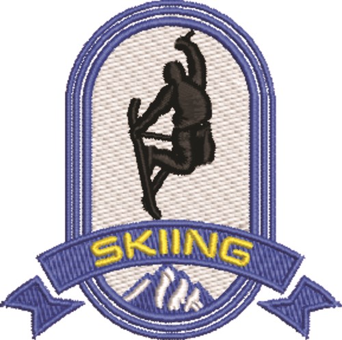 Skiing Logo Machine Embroidery Design