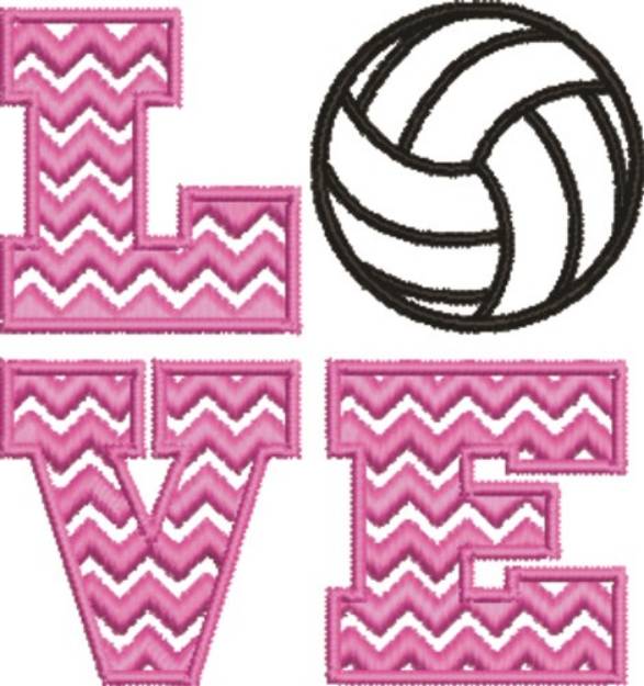 Picture of Love Volleyball Machine Embroidery Design
