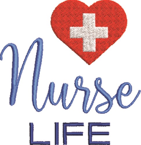 Nurse Life Heart Cross Machine Embroidery Design