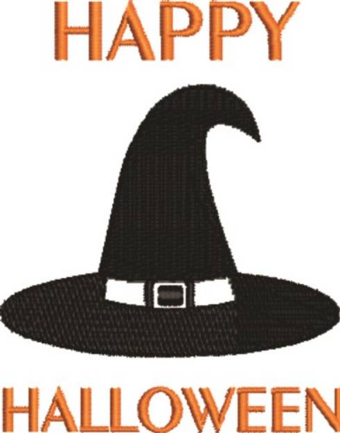 Picture of Witch Hat Happy Haloween Machine Embroidery Design