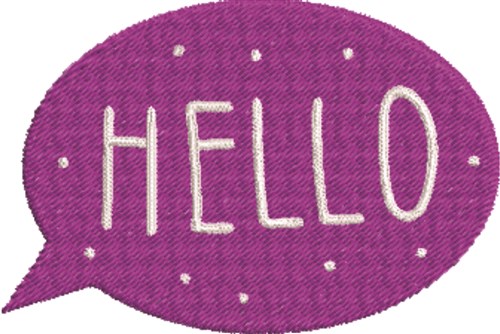 Small Hello Conversation Bubble Machine Embroidery Design