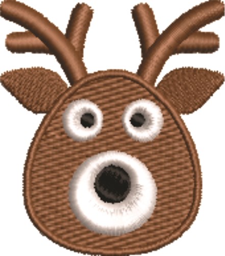 Kawaii Reindeer Head Machine Embroidery Design