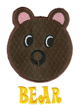 Bear Applique Machine Embroidery Design