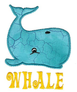 Whale Applique Machine Embroidery Design