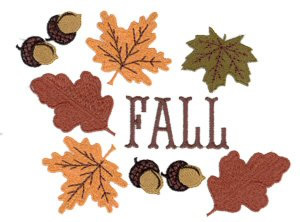 Fall Leaves and Acorns Machine Embroidery Design