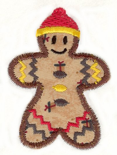 Gingerbread Boy Applique Machine Embroidery Design