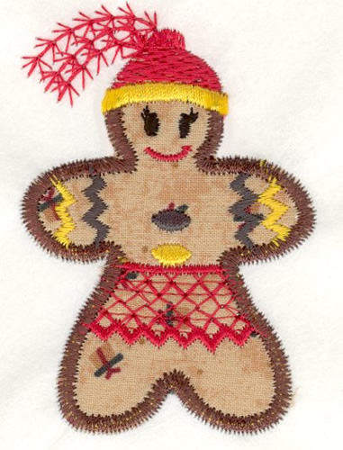 Gingerbread Girl Applique Machine Embroidery Design