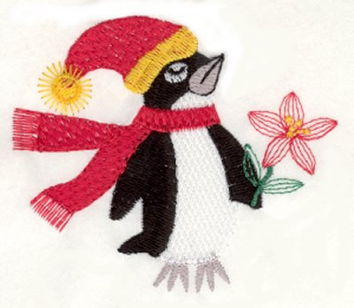 Holiday Penguin Machine Embroidery Design