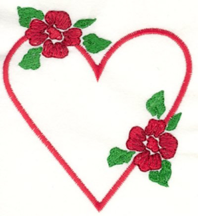 Heart & Flowers Machine Embroidery Design