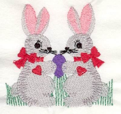 Bunnies & Egg Machine Embroidery Design