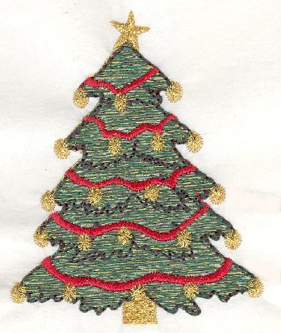Traditional Christmas Tree Machine Embroidery Design