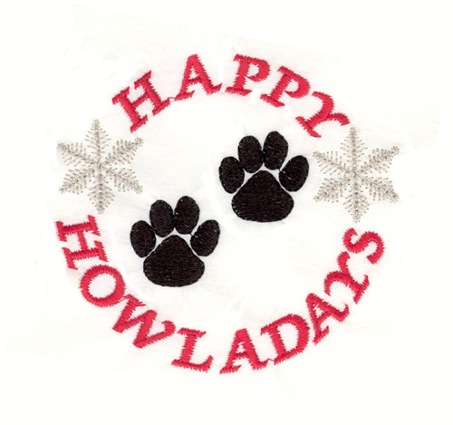 Happy Howladays Paws Machine Embroidery Design