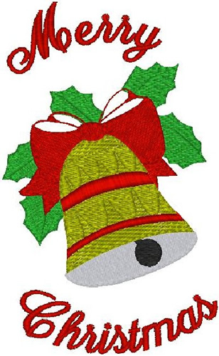 Merry Christmas Bell Machine Embroidery Design