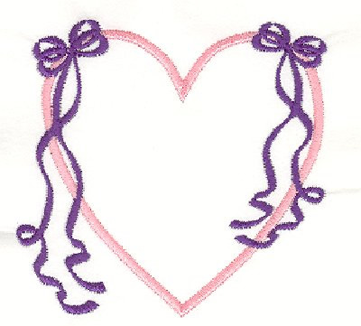 Ribbon Heart Machine Embroidery Design