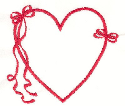 Ribbon & Bow Heart Machine Embroidery Design