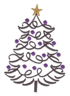Tree with Ornaments Machine Embroidery Design