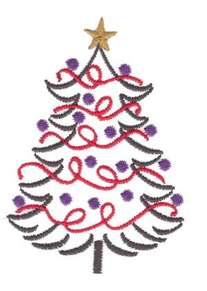 Ribbon Christmas  Tree Machine Embroidery Design