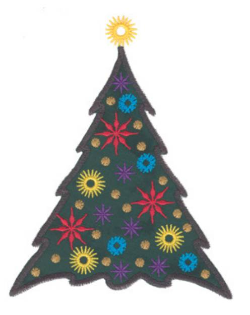 Picture of Snowflake Tree Applique Machine Embroidery Design